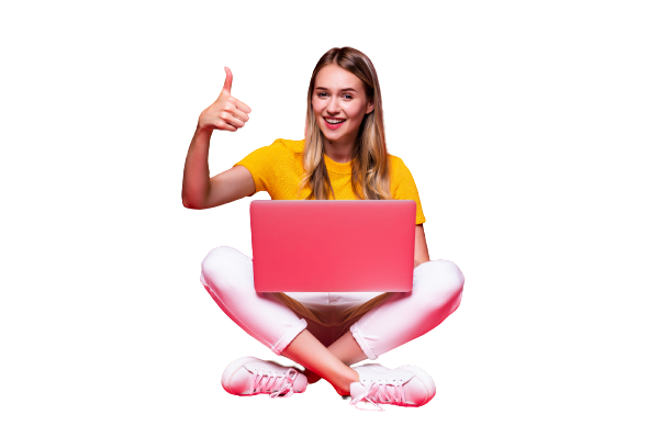 happy-young-curly-beautiful-woman-sitting-floor-with-crossed-legs-using-laptop-red-wall-removebg-preview